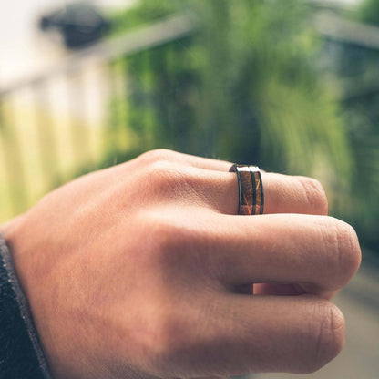 "Atlas"  Whisky Barrel Gunmetal Tungsten Ring