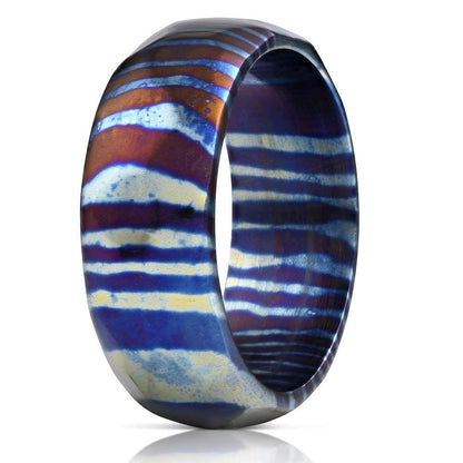 "Poseidon" Hammered Timascus Ring