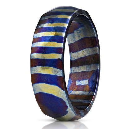 "Poseidon" Hammered Timascus Ring
