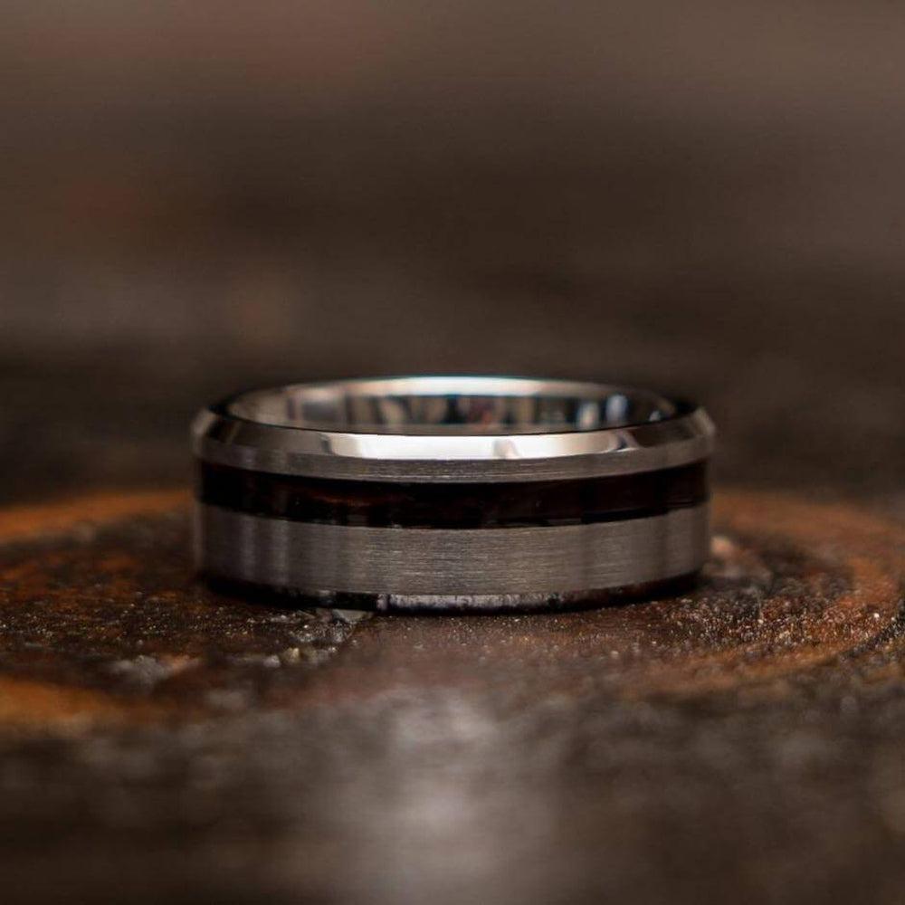 "Artemis"  Ironwood x Silver Tungsten Ring