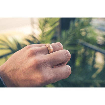 "Zeus" Hammered Tungsten Carbide Ring- Rose Gold Plate- 8mm